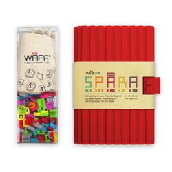 Waff Journal Combo Customizable Spara Notebook, Medium, 4 inch x 6 inch, 100 Silicone Tiles, Red