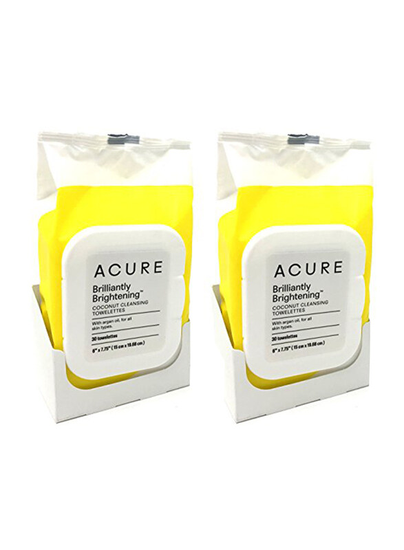 

Acure Organics Acure Coconut + Argan Oil Cleansing Towelettes for Face and Body, 2 x 30 Towelettes