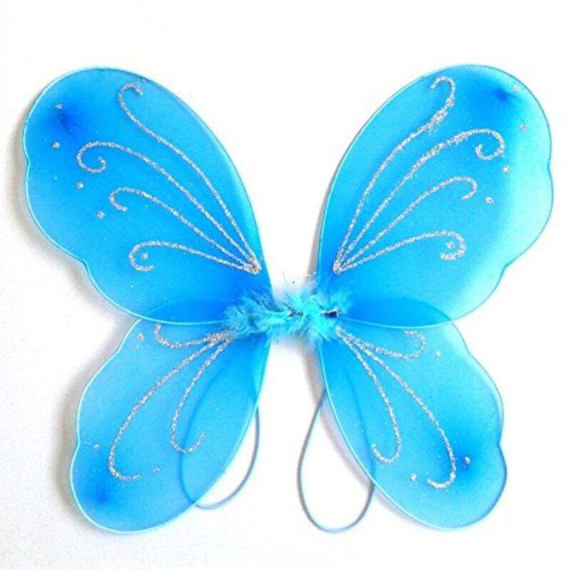 

Kaku Fancy Dresses Fancydresswale Butterfly Fairy Angel Wing for Baby Girls, with Wand And Hairband, 2-12 Years, Blue