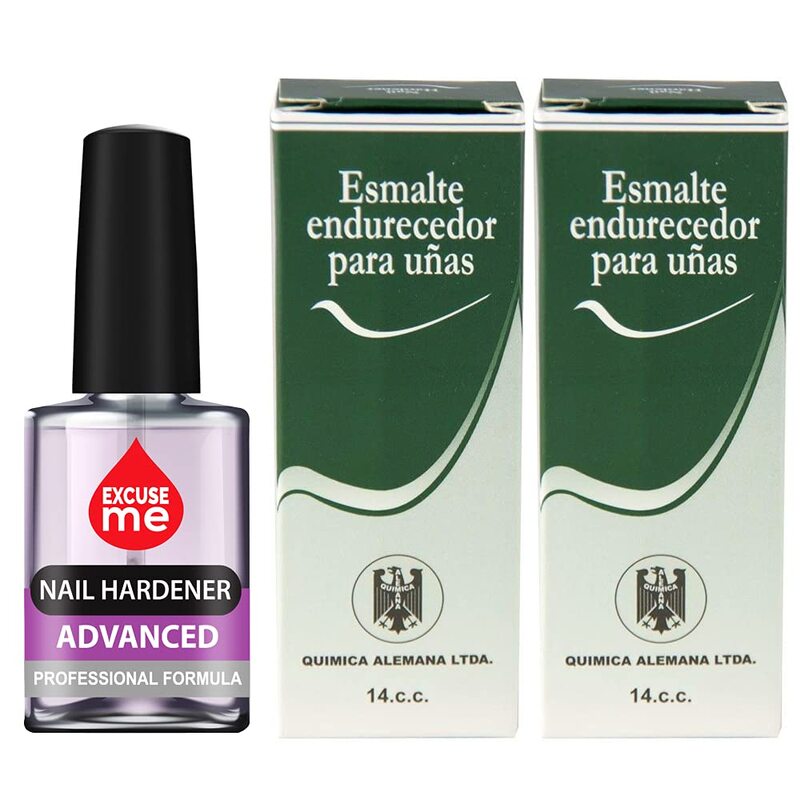 

Quimica Alemana 2-Piece Nail Hardener Strengthener + Excuse me Advanced Formula Nail Hardener, 2 x 0.47 oz + 0.5 oz