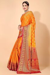 neeah women's banarasi silk saree(ns-173-61) (orange-maroon), orange-maroon, One Size