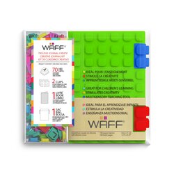 Waff Journal Combo Soft Silicone Cube Tiles And Notebook, Medium, 5.75 Inch x 4 Inch, Green