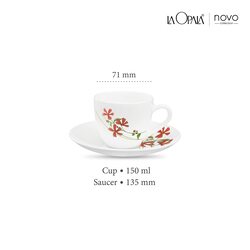 La Opala Opalware Cup and Saucer Set - 6 Pieces of Cup and 6 Pieces of Saucer (Coral Charm)