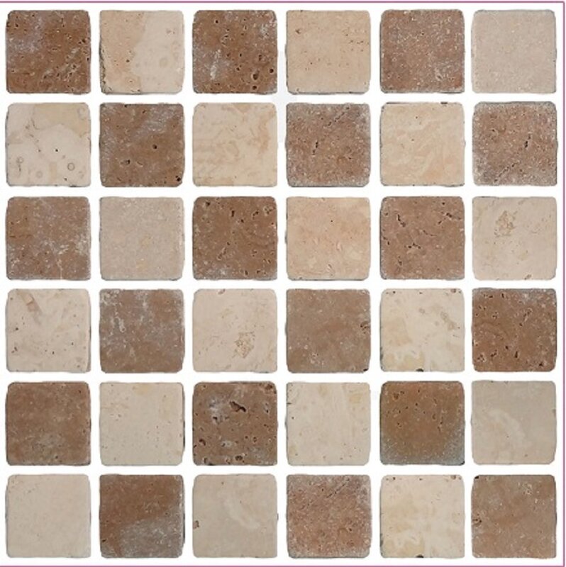 LPS Travertine Stone Effect Mosaic Tile, 10 Pieces, Brown