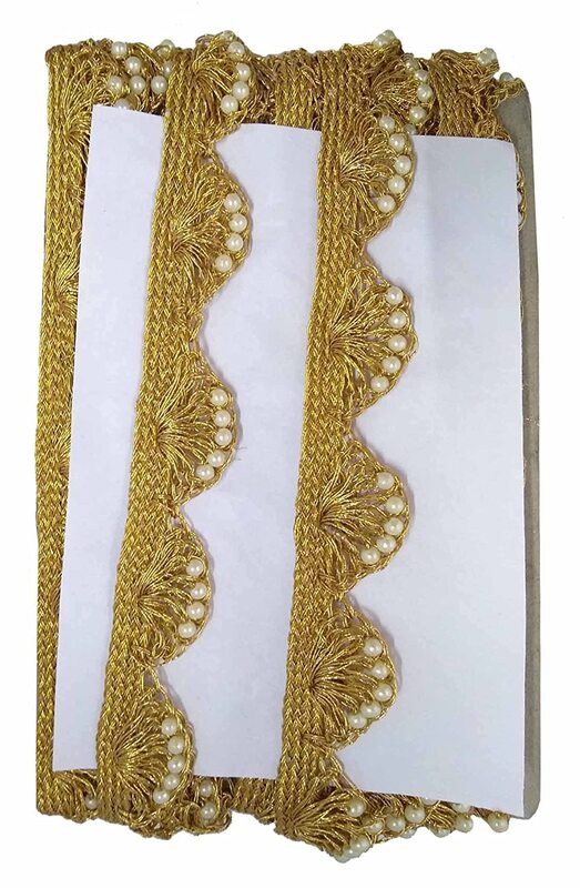 Choudhary Gota Moti Pearl Beads Pankh Border Lace for Bridal Dresses, Sarees, Lehengas, Decoration, Bag and Designing