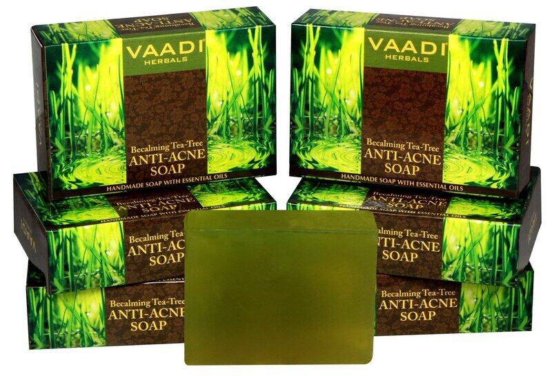 

Vaadi Herbals Organic Becalming Tea Tree Soap with Clove Oil - Anti Acne Therapy ( 6 x 75 gms/ 2.7 oz)