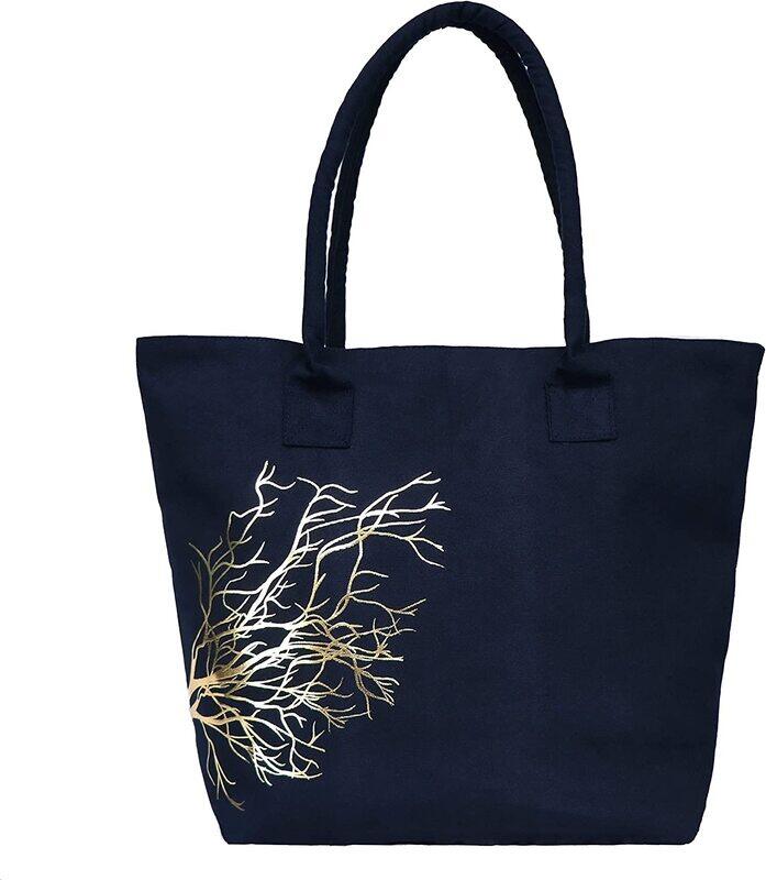 

Earthsave Navy Blue And Golden Branches Handbag