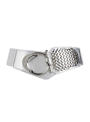Jasgood Vintage Elastic Waist Belt with Rivets Studs, Silver
