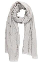 Evening Star Sparkle Scarves for Women Lightweight Shawl Wedding Foil Print Scarf Wrap Stars and Moons, Light Grey Scarf With Rose Gold Sparkles, 180 cm x 80 cm