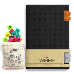 Waff Journal Combo Soft Silicone Cube Tiles And Notebook, 8.25 Inch x 5.5 Inch, 100 Cubes, Glitter Black