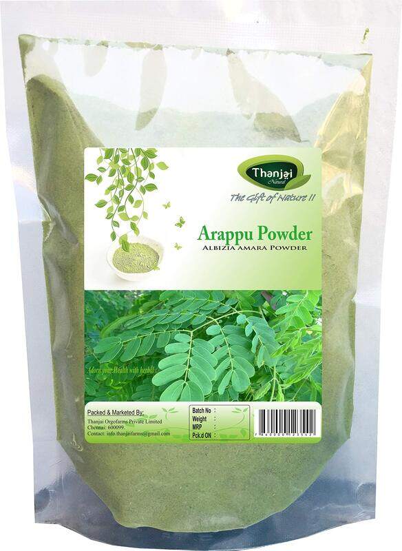 

Thanjai Natural Arappu Powder 250g Pouch 100% Natural Albizia Amara Arappu Powder Traditional Hair wash & Hair conditioner