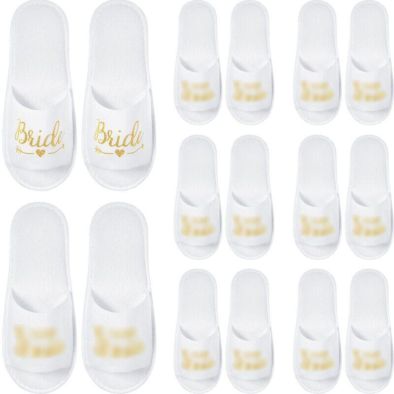 

Geyoga 8 Pairs Bridal Slippers Open Toe JGA SPA Slippers with 1 Pair Bride Disposable Slippers 7 Pairs Team Bride Slippers JGA Party Slippers for Women Bride