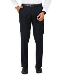 McHenry Men's Self Checkered Formal Trousers, Blue, 34