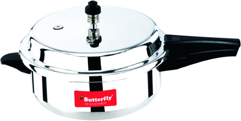 Butterfly 5.5 Ltr Standard Aluminium Pressure Cooker with Outer Lid, Silver