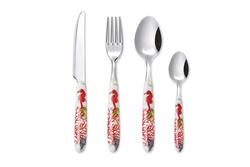 Excelsa 24-Piece Stainless Steel Cutlery Set, Silver/Coral