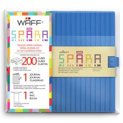 Waff Journal Combo Customizable Spara Notebook, 5.7 Inch x 4 Inch, 200 Silicone Tiles, Blue