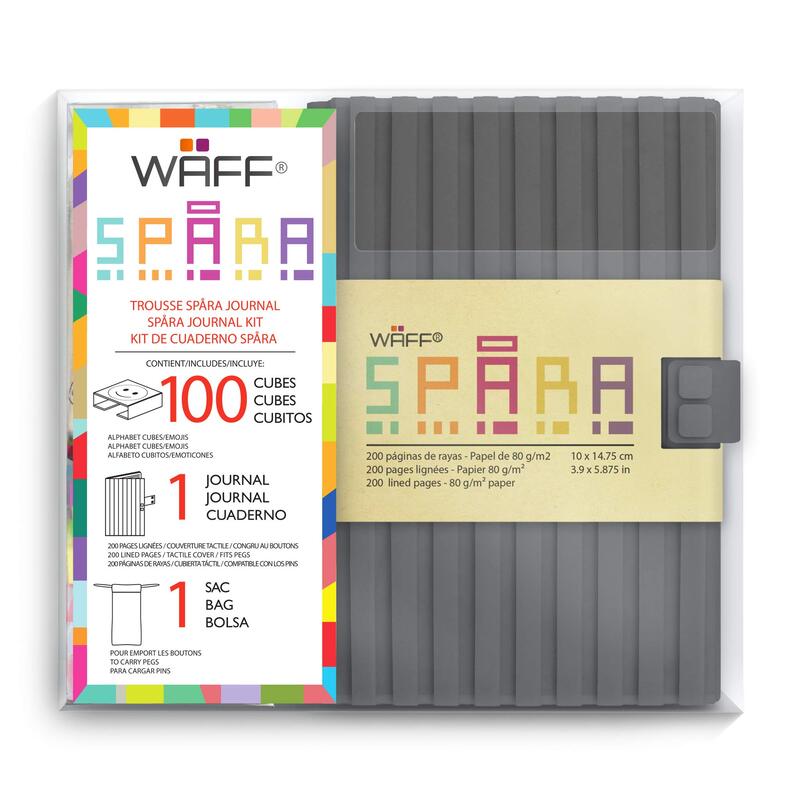 Waff Journal Combo Customizable Spara Notebook, Medium, 4 inch x 6 inch, 100 Silicone Tiles, Grey