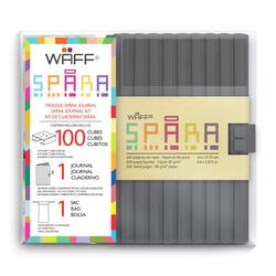 Waff Journal Combo Customizable Spara Notebook, Medium, 4 inch x 6 inch, 100 Silicone Tiles, Grey