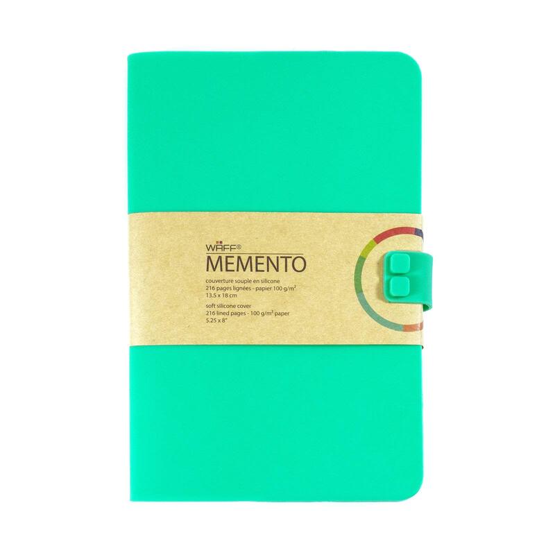 Waff Journal Soft Silicone Cover Memento Notebook, Large, 8.25 Inch x 5.75 Inch x 1 inch, Turquoise Blue