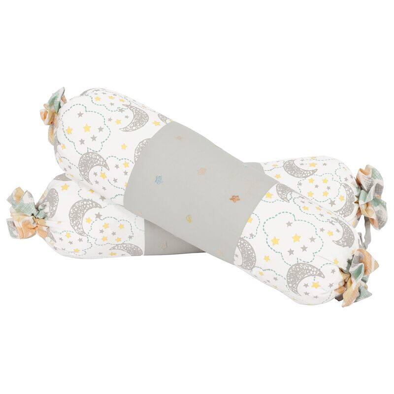 

abracadabra Baby Bolsters for Side and Neck Support with Washable Cover, Size 35 cm X 10 cm, Set of 2 - Sleepy Friends