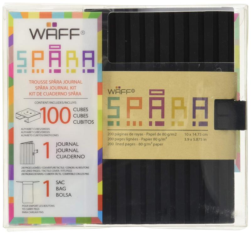 Waff Journal Combo Customizable Spara Notebook, Medium, 4 inch x 6 inch, 100 Silicone Tiles, Black
