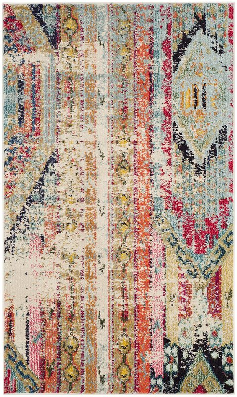 Safavieh Monaco Collection Modern Bohemian Multi Distressed Runner Rug, MNC222F, Multicolour