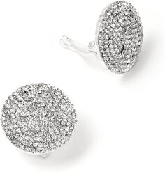 Topwholesalejewel Silver Crystal Rhinestones in a Round Shape Base Clip Earring for Women