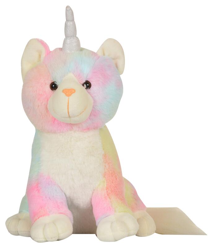 Mirada 36cm Cuddly Plush Rainbow Sitting Kitty Soft Toy, Ages 3+