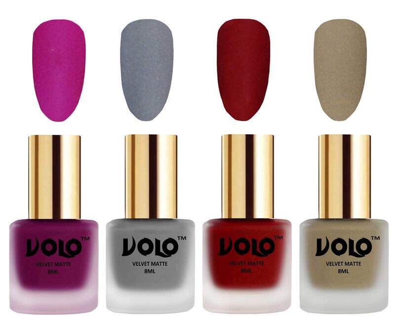 

Volo Velvet Dull Matte Posh Shades Party Girl Range Nail Polish Set, 4 x 32ml, Multicolour