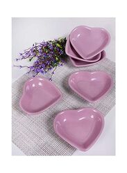 6-Piece Ceramic Heart Appetizer Light Purple 14cm