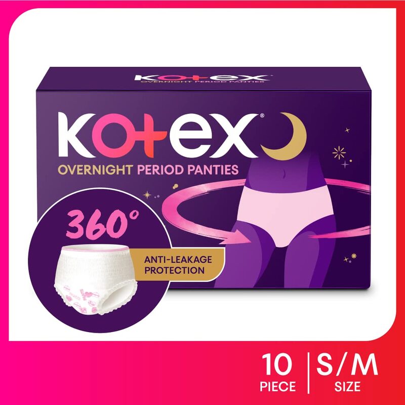 Kotex Overnight Panties for Sanitary Protection - S/M (10 Counts)