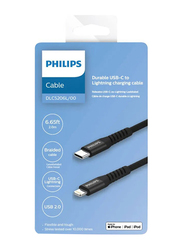 Philips 2-Meter USB-C to Lightning Braided Cable, Black