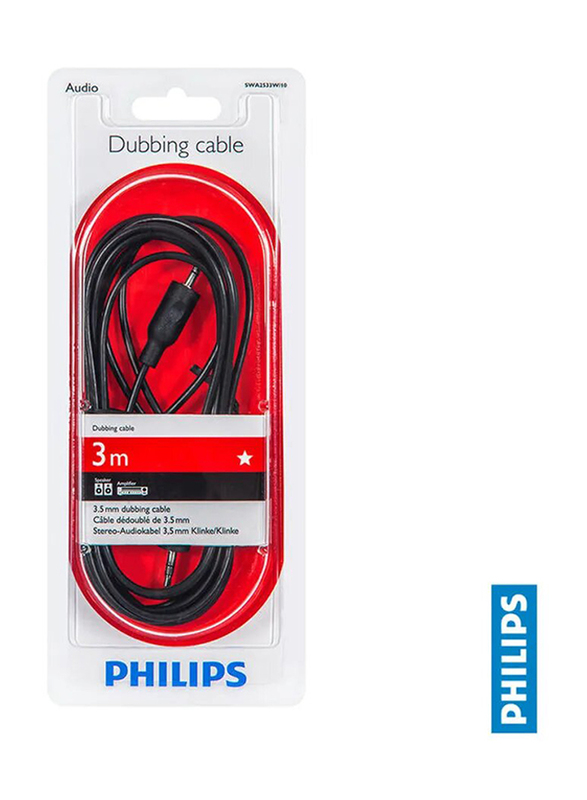 Philips 3-Meter Aux Stereo Dubbing Cable, Black