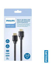 Philips 3-Meter 4K 60Hz UHD HDMI Cable, HDMI Male to HDMI 2.0, Black
