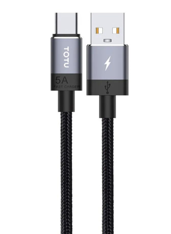 Totu USB Type-C Cable, USB Type A to USB Type-C Fast Charging Cable for Smartphones, Grey/Black