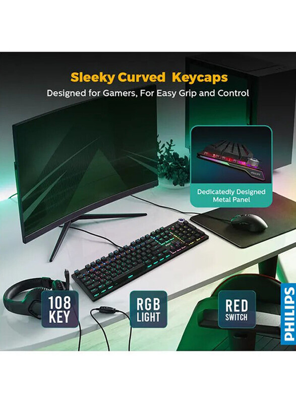 Philips Mechanical Gaming English Keyboard, Black