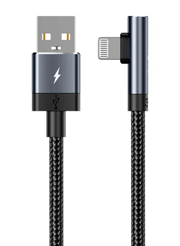 Totu Elbow Lightning Cable, USB Type A to Lightning Fast Charging Cable, Black/Grey