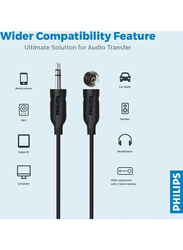 Philips 1.5-Meter Headphone 3.5mm Jack to 3.5mm Jack Female Extension Cable, Black