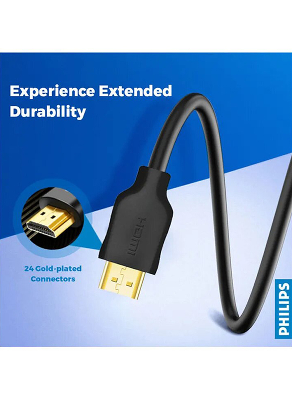 Philips 5-Meter 4K 60Hz UHD HDMI Cable, HDMI Male to HDMI 2.0, Black