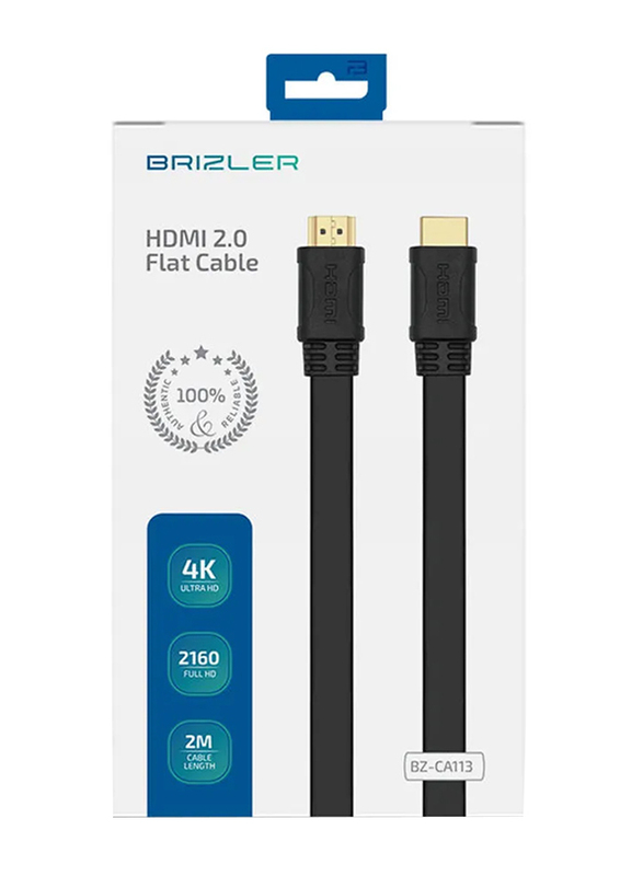 Brizler 4K HDMI 2.0 Flat Cable, HDMI Male to HDMI, BZ-CA113, Black