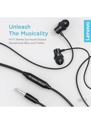 Lenovo Wired In-Ear Metal Earphones, Black