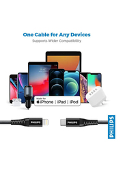 Philips 2-Meter USB-C to Lightning Braided Cable, Black