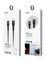 Totu 1-Meter Soft Series Lightning Cable, USB Type-C to Lightning Fast Charging Cable, Black