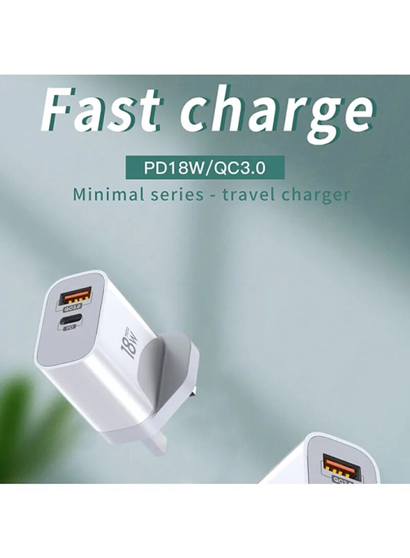 Totu CACQ-06 Dual Port UK Travel Car Charger with Independent Power Management, White