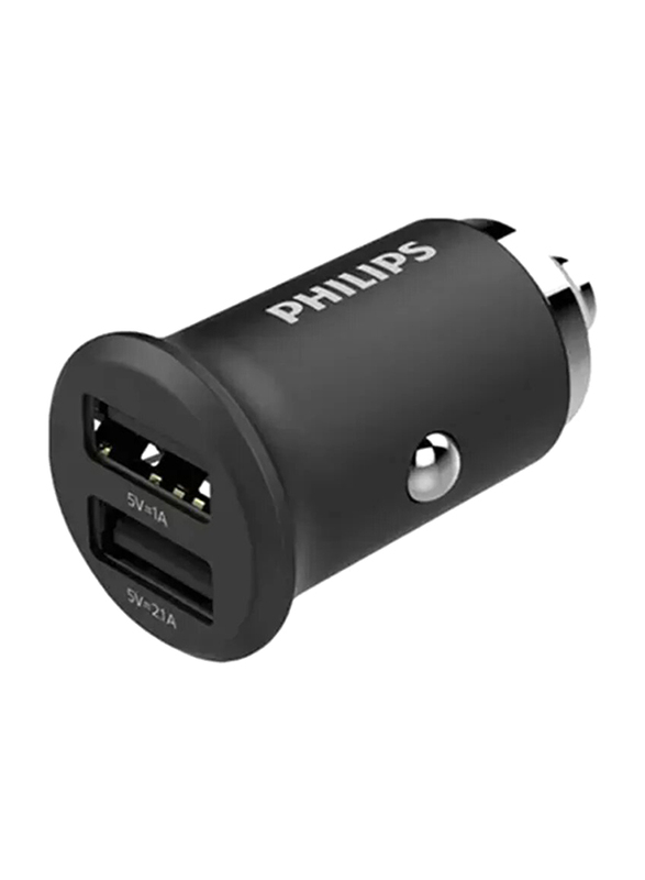Philips DLP2520-00 Dual Port USB Car Charger, Black