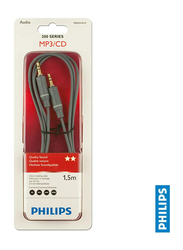 Philips 1.5-Meter Aux Stereo Dubbing Cable, Grey