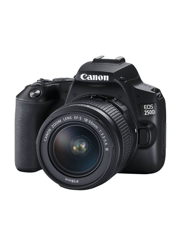 Canon EOS 250D DSLR Camera With EFS 18-55 DC III Lens Kit, 24.1 MP, Black