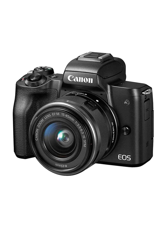 Canon EOS M50 Mark II Mirrorless Digital Camera Black With EF-M15-45mm IS STM Lens, 24.1 MP, Black