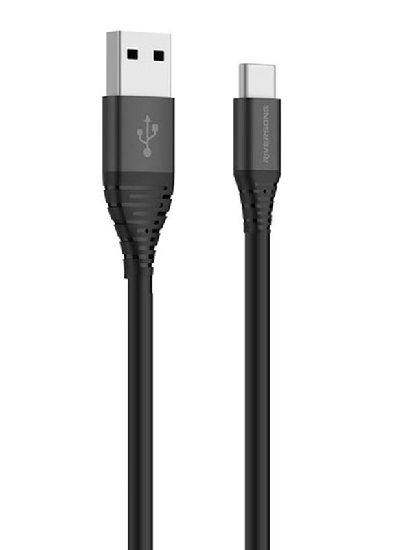 Riversong 1-Meter Alpha S Type C Cable, USB Type-C to USB Type A for Smartphones/Tablets, Black