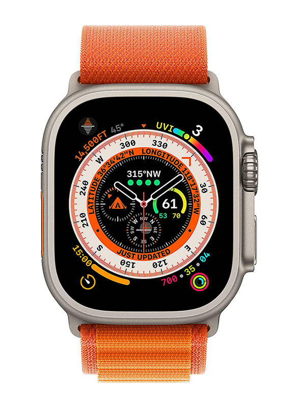 Apple Watch Ultra 49mm Smartwatch, GPS + Cellular, Titanium Case With Orange Ocean Band